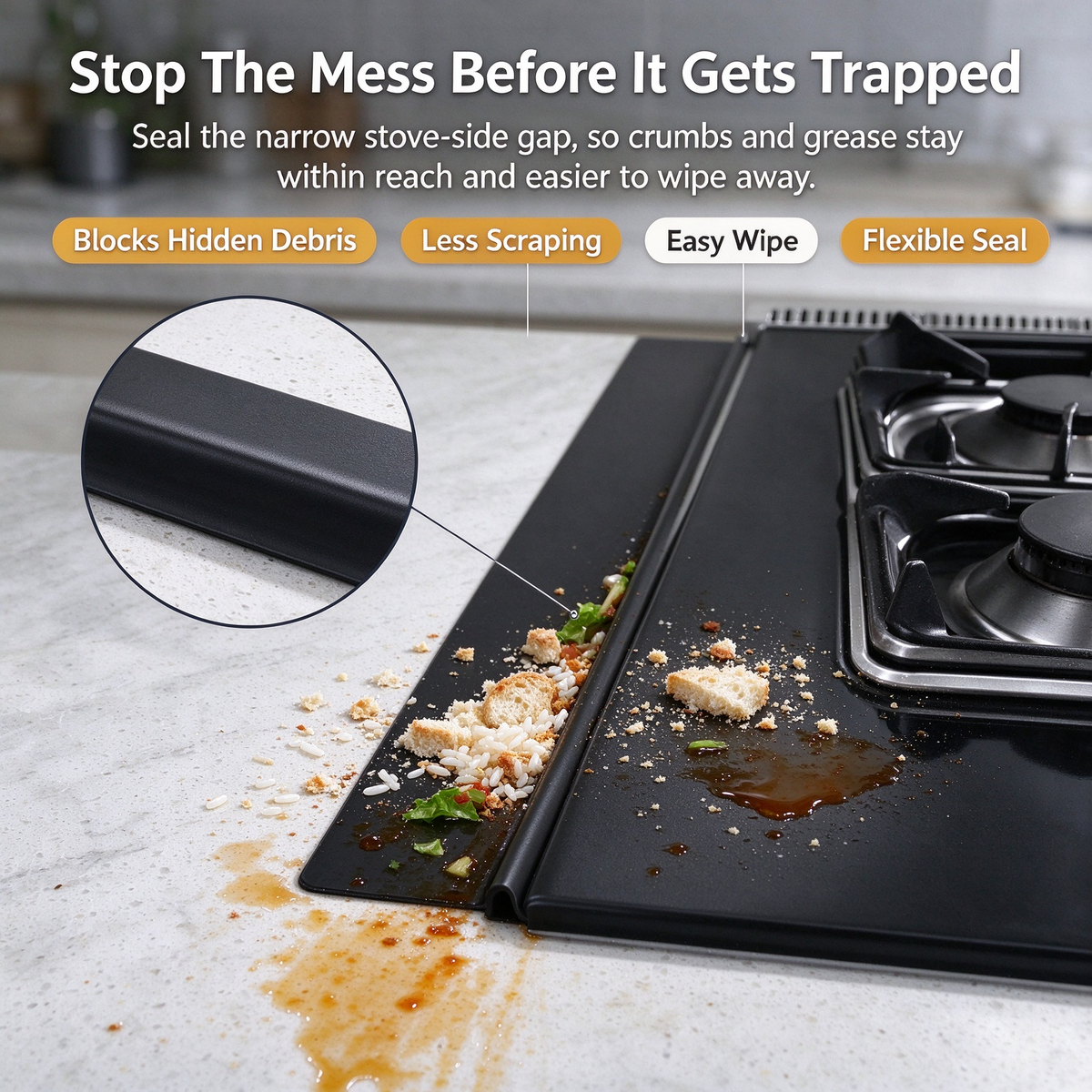Silicone Stove Gap Filler Strip（2pcs）