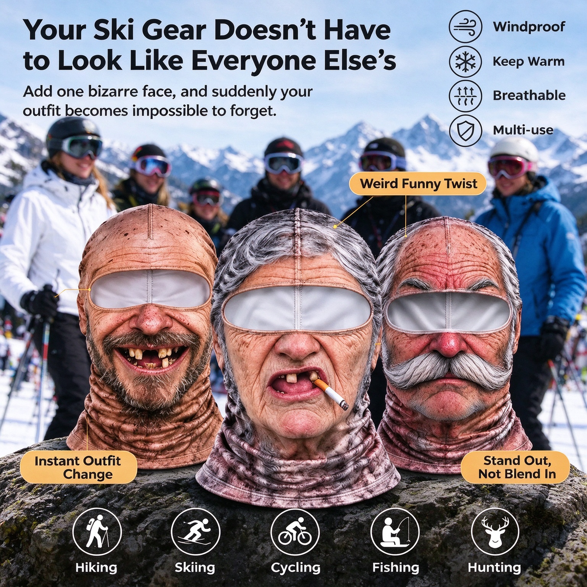 3D Fun Windproof Realistic Face Mask