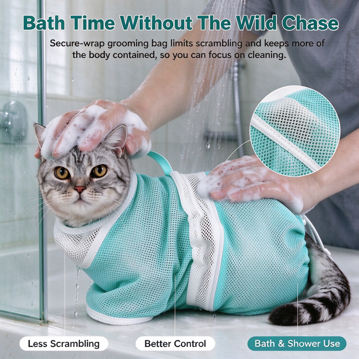 Adjustable Cat Bathing & Grooming Bag