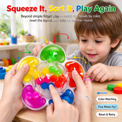 Soft Rubber Flower Bead Fidget & Color Sorting Toy