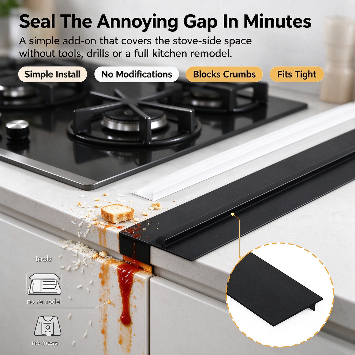 Silicone Stove Gap Filler Strip（2pcs）