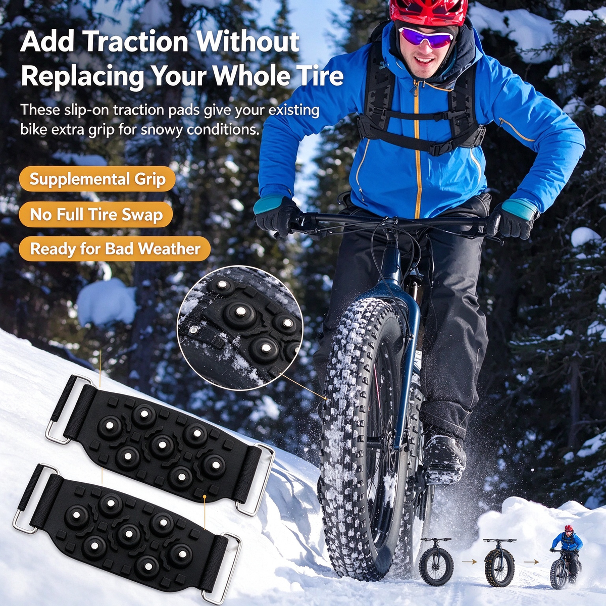 Bicycle Tire Anti-Slip Traction Pads