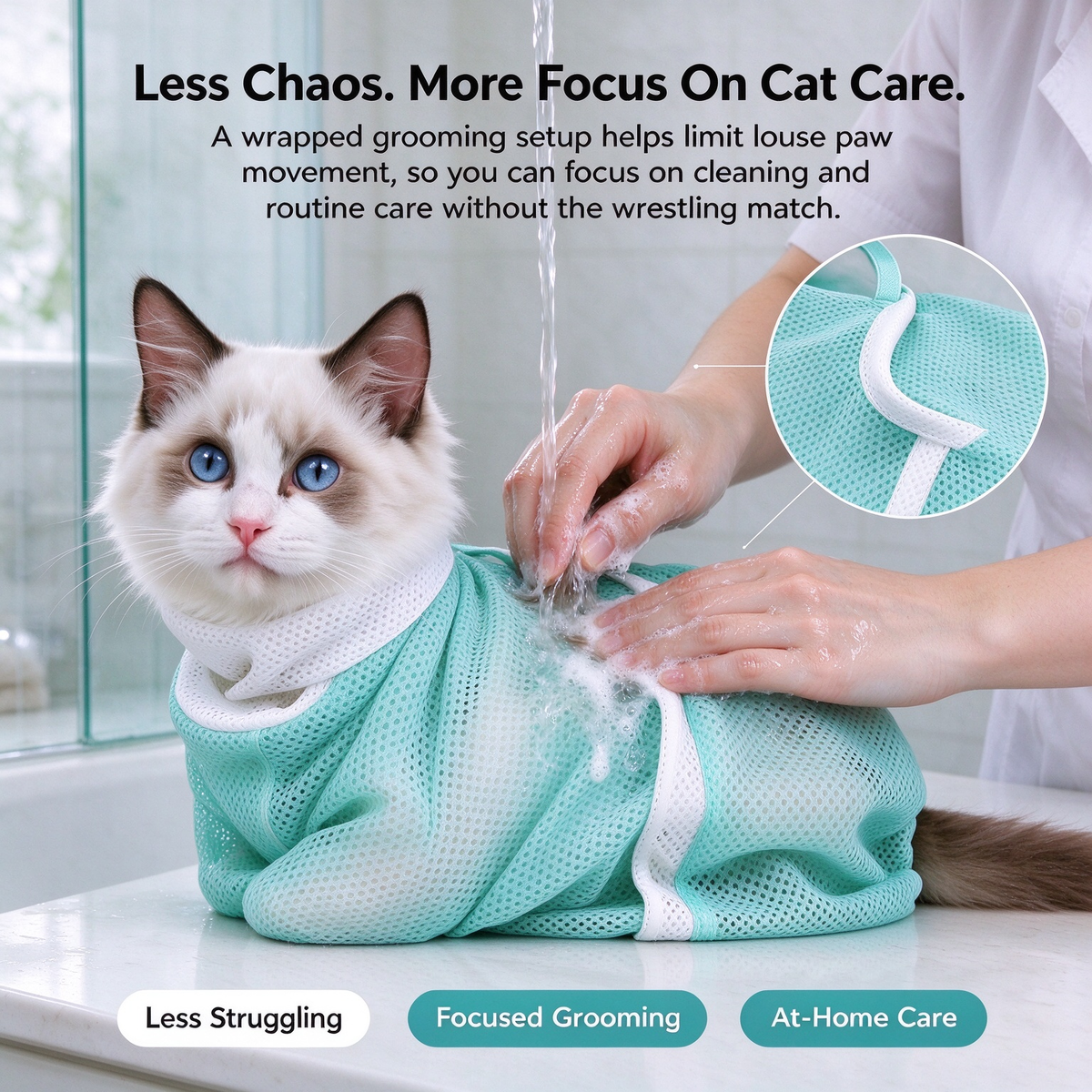 Adjustable Cat Bathing & Grooming Bag