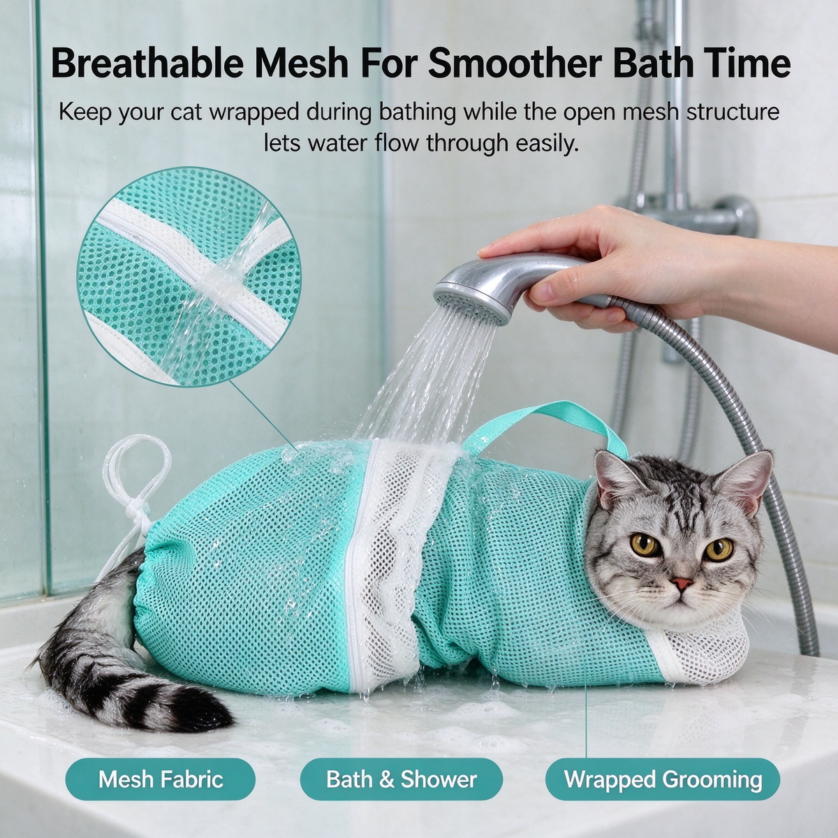 Adjustable Cat Bathing & Grooming Bag