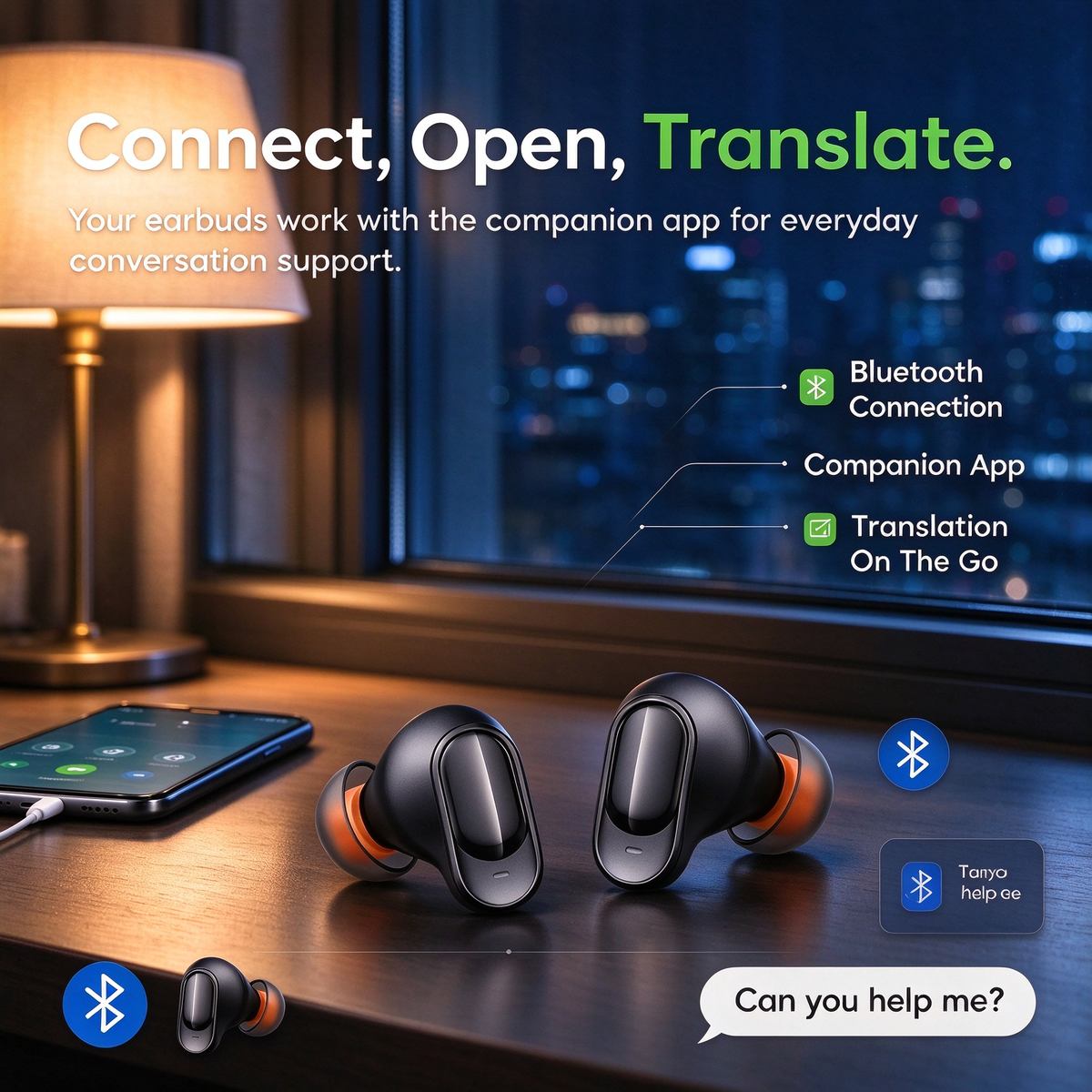 AI-Translation Bluetooth 6.0 Sports Earbuds