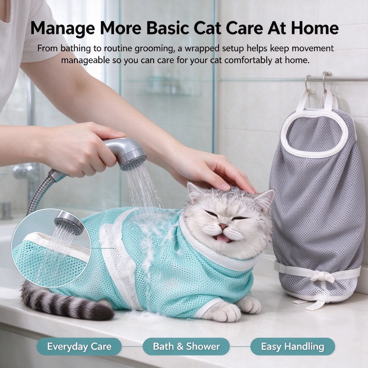 Adjustable Cat Bathing & Grooming Bag