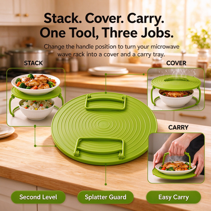 3-in-1 Microwave Plate Stacker & Splatter Cover