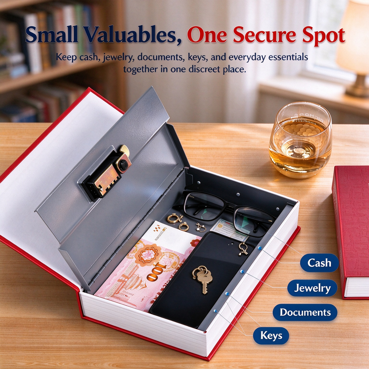 Hidden Dictionary Book Safe with Combination Lock