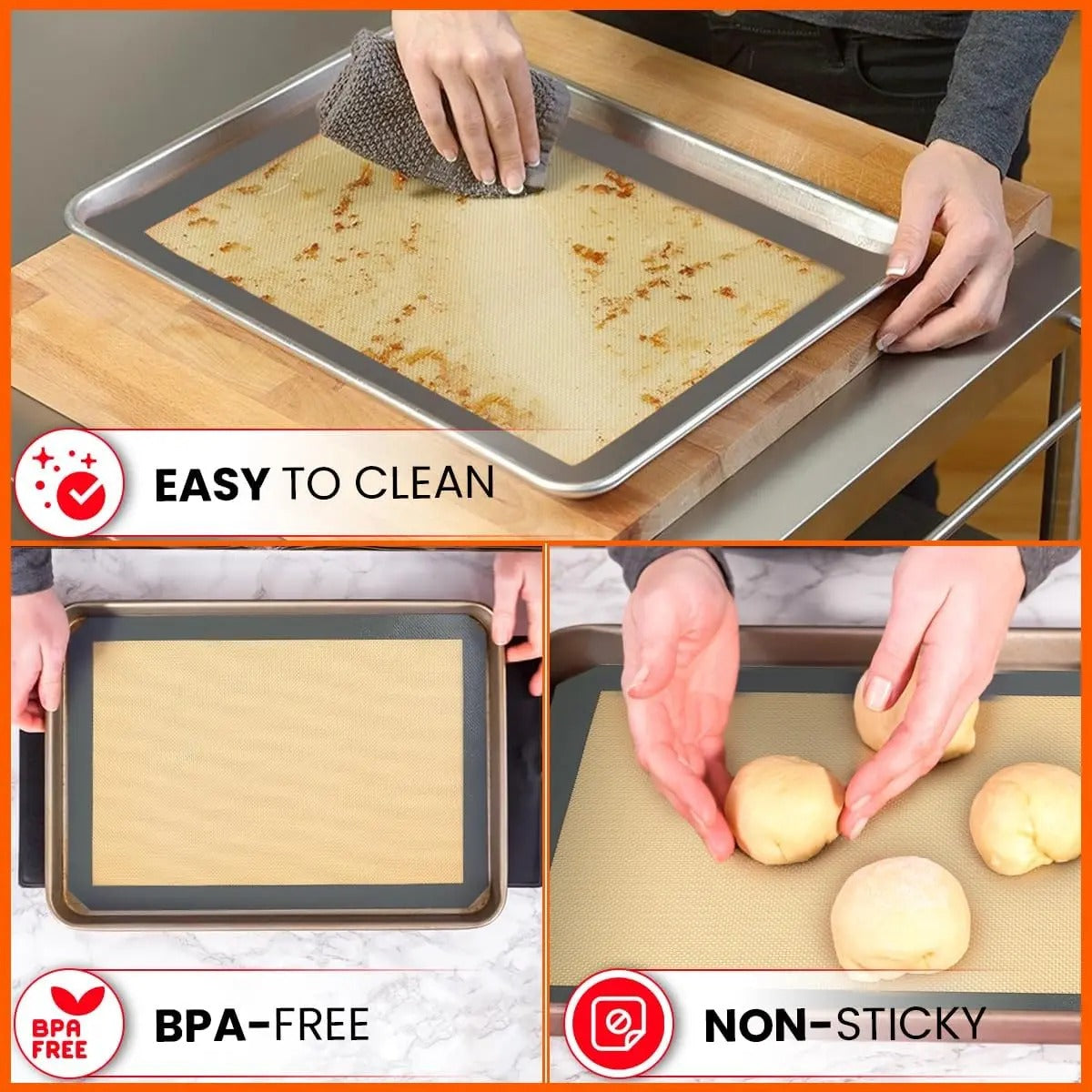 🍪 Transformable Snap-Up Silicone Baking Mat | 2-in-1 Non-Stick Baking Tray