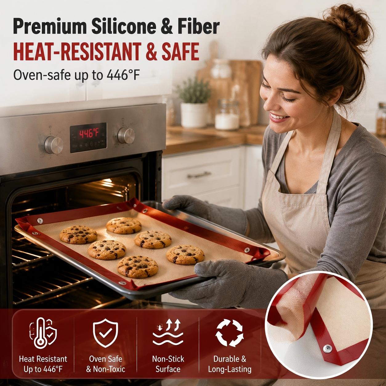 🍪 Transformable Snap-Up Silicone Baking Mat | 2-in-1 Non-Stick Baking Tray