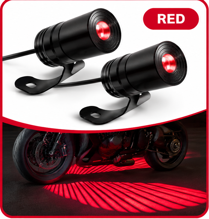 🏍️ Dual Motorcycle Laser Projector Lights – 3-Color Ground Projection Kit