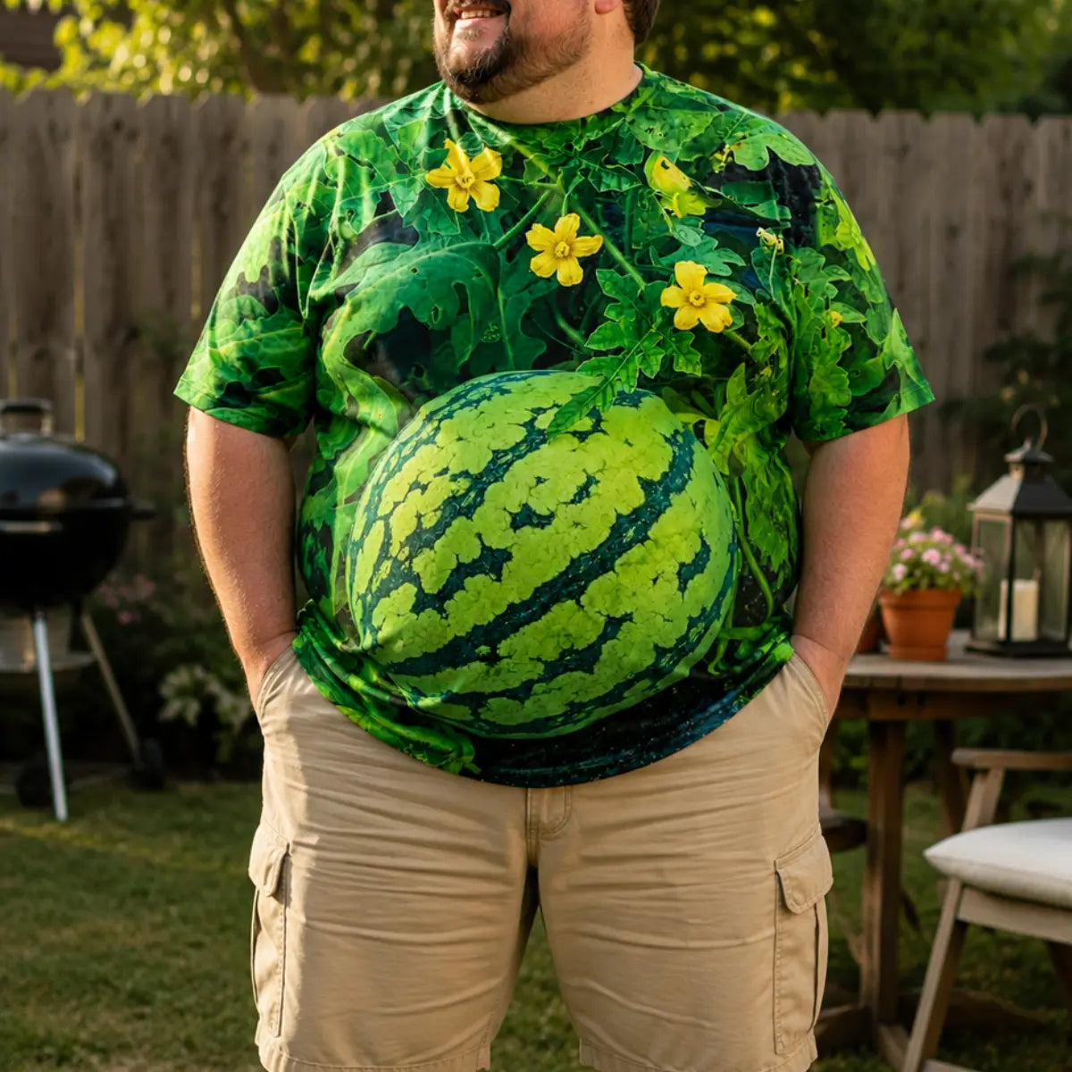 Creative Watermelon Print Men's Casual Sporty T-Shirt