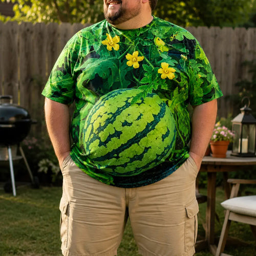 Creative Watermelon Print Men's Casual Sporty T-Shirt