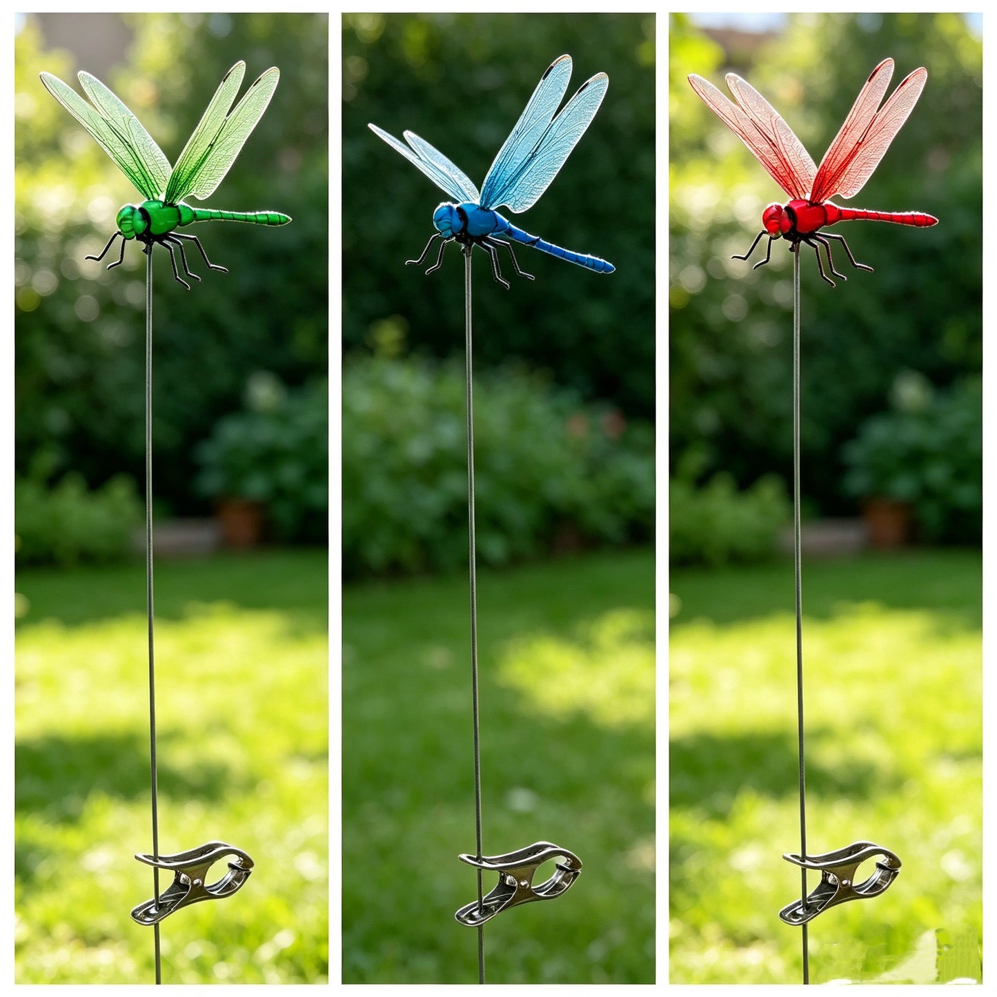 Creative Mixed-Color Artificial Dragonfly Decorative Clips for Lawns and Gardens