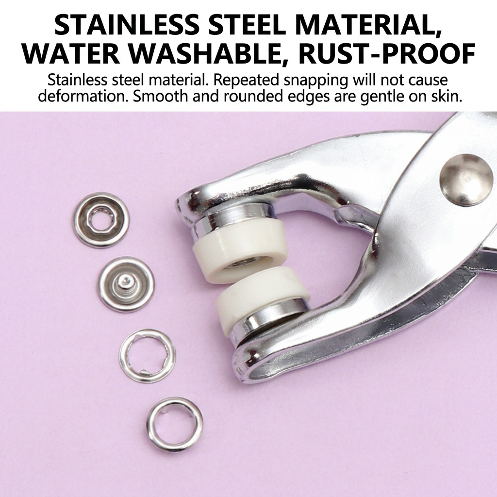 🛡️Hand-Press Tool Set for Installing Invisible No-Sew Five-Prong Snaps