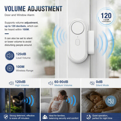 Easy Install Adhesive Door Window Alarms Home Security System