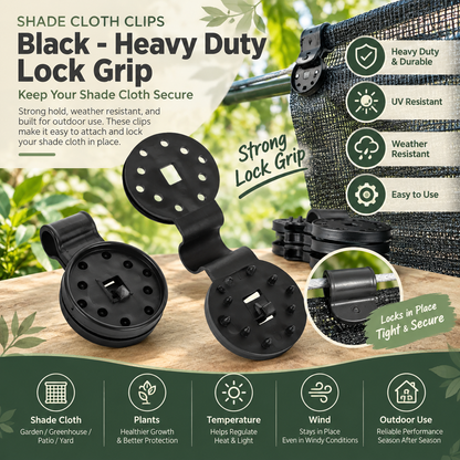 Shade Clothes Clips 50 Pack Black - Heavy Duty Lock Grip
