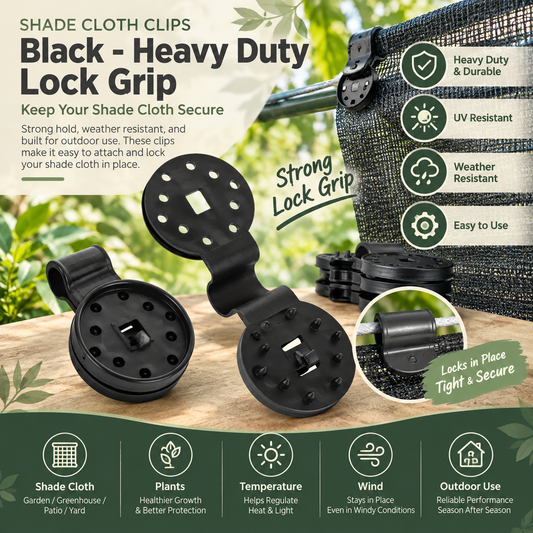 Shade Clothes Clips 50 Pack Black - Heavy Duty Lock Grip
