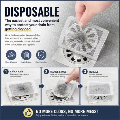 50PCS PackDisposable Shower Drain Hair Catcher