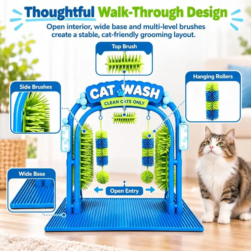 😺Cat grooming station tools - with soft massage brush