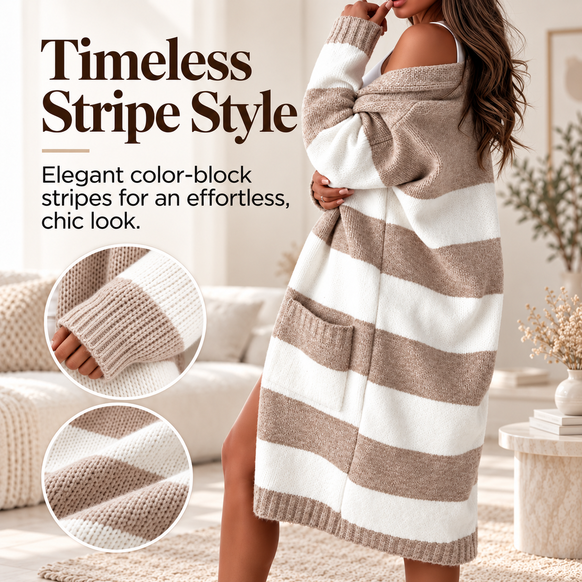 🧥Women's Oversized Color-Block Checkerboard Knit Long Cardigan Autumn Coat