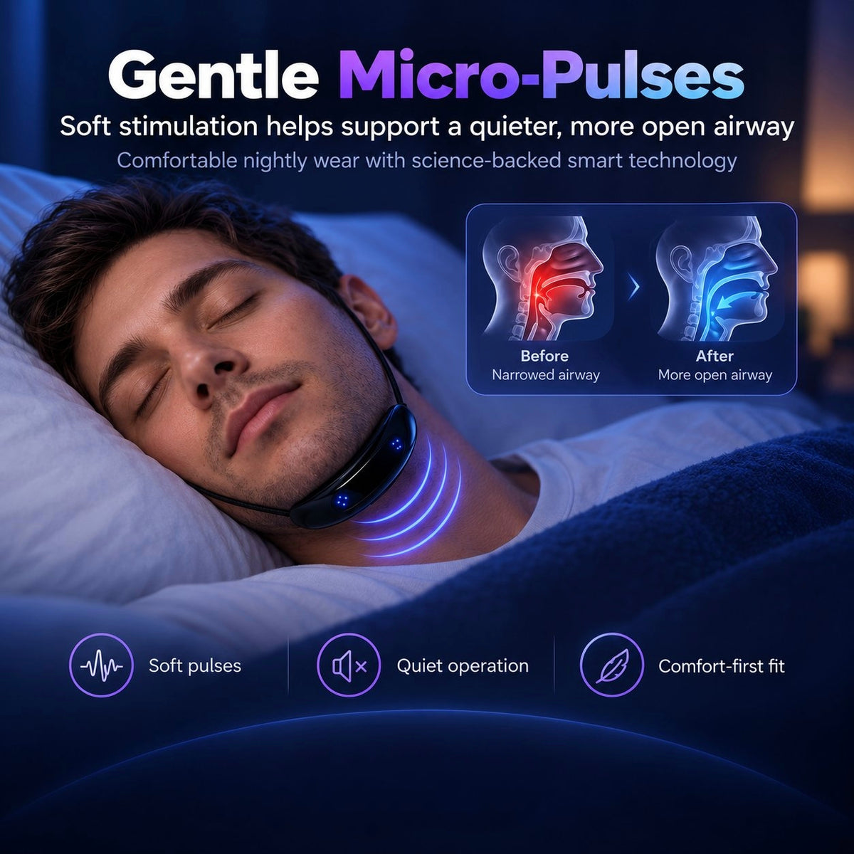 😴 Smart Electric Anti-Snore Device – Automatic Detection for Quiet Deep Sleep! 🌙