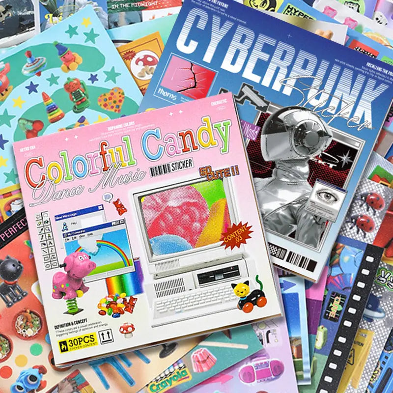📼 90s/2000s Aesthetic Retro & Future Sticker Book