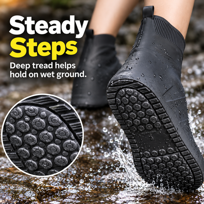 ☔Reusable Latex Rain Shoe Covers – Mid-calf, Waterproof, and Wear-resistant