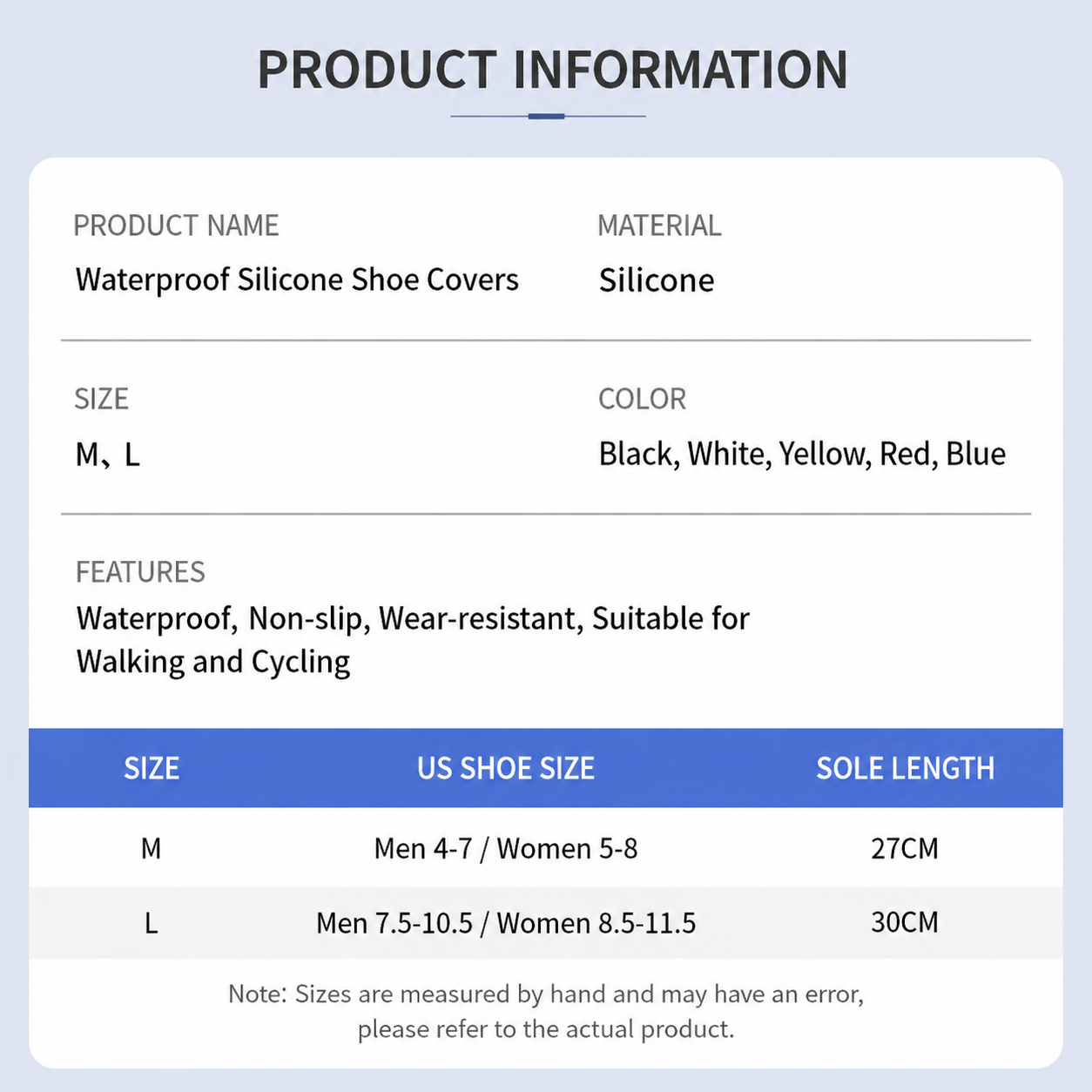 Silicone Rainproof Shoe Covers, Waterproof And Wear-Resistant（A Pair）