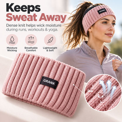 ☁️Women's Soft Knit Fringe Headband Accessory - Knotted Zig Zag Grip, Sweat-Lock Hold