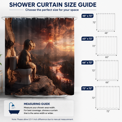 🌋Dinosaur Volcano Waterproof Fabric Shower Curtain