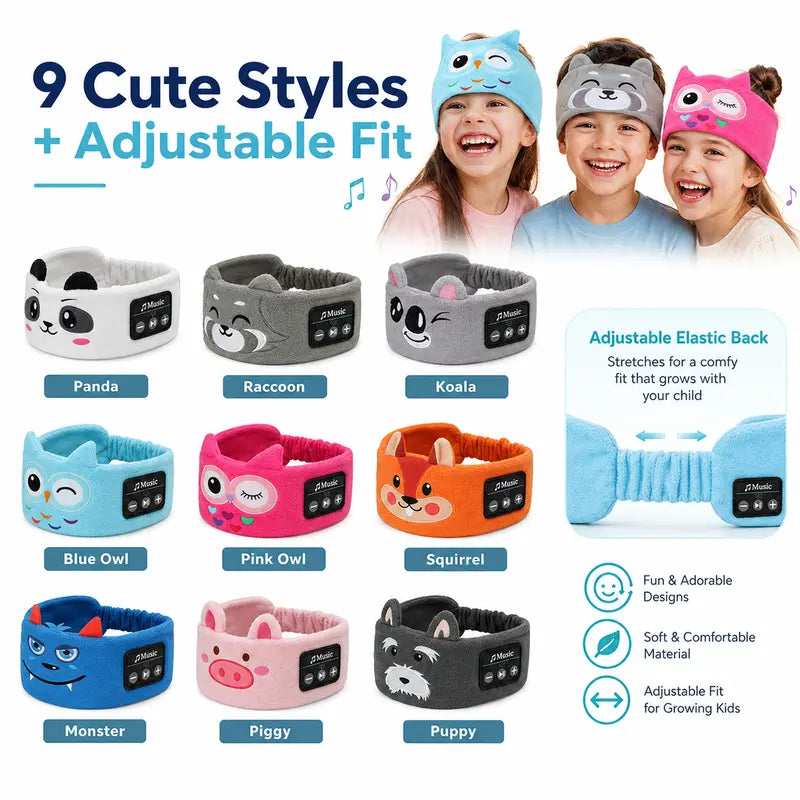 Kids Plush Fleece Wireless Music Headband with Ultra-Thin Speakers
