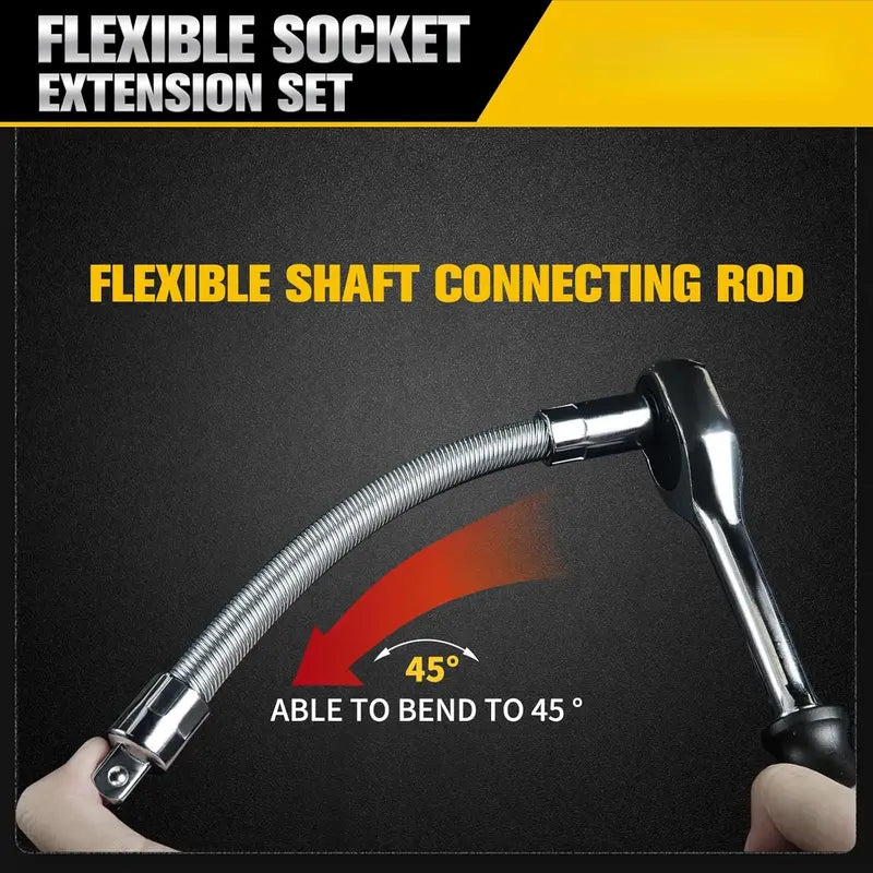 🔧 Socket Ratchet Wrench Set - 3 Bendable Shafts Connecting Rod