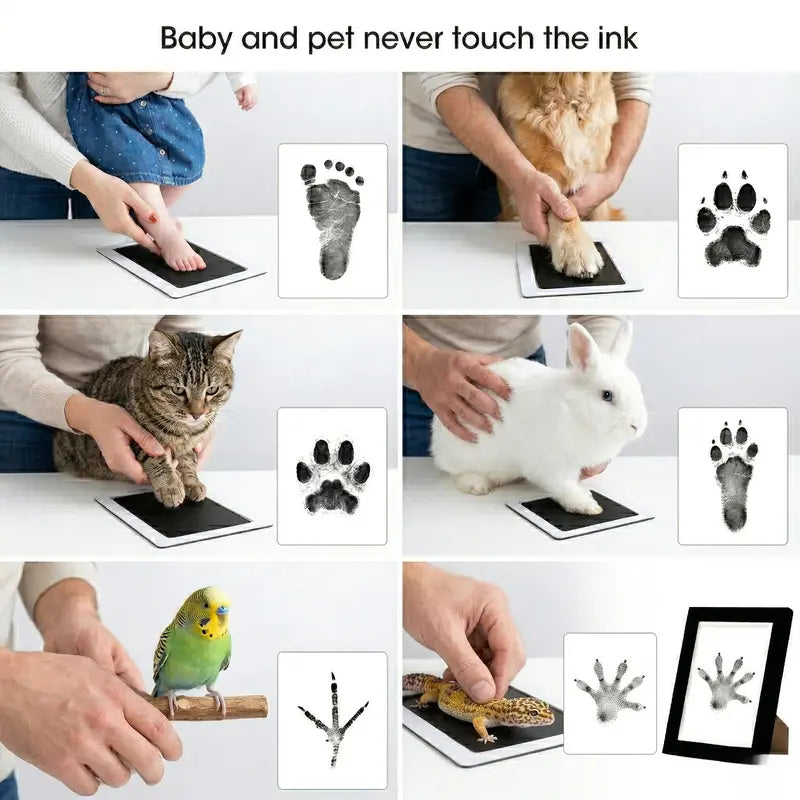 🐾4-Pcs Paw Print Kit + 2 Photo Frame,No-rinse claw print ink pad photo frame set