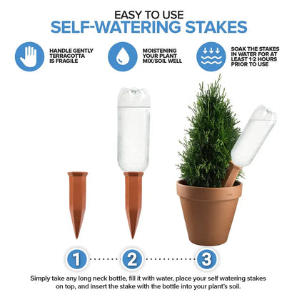 🌿💧 Modern Innovations Ceramic Terracotta Self Watering Spikes, 3PC/6PC