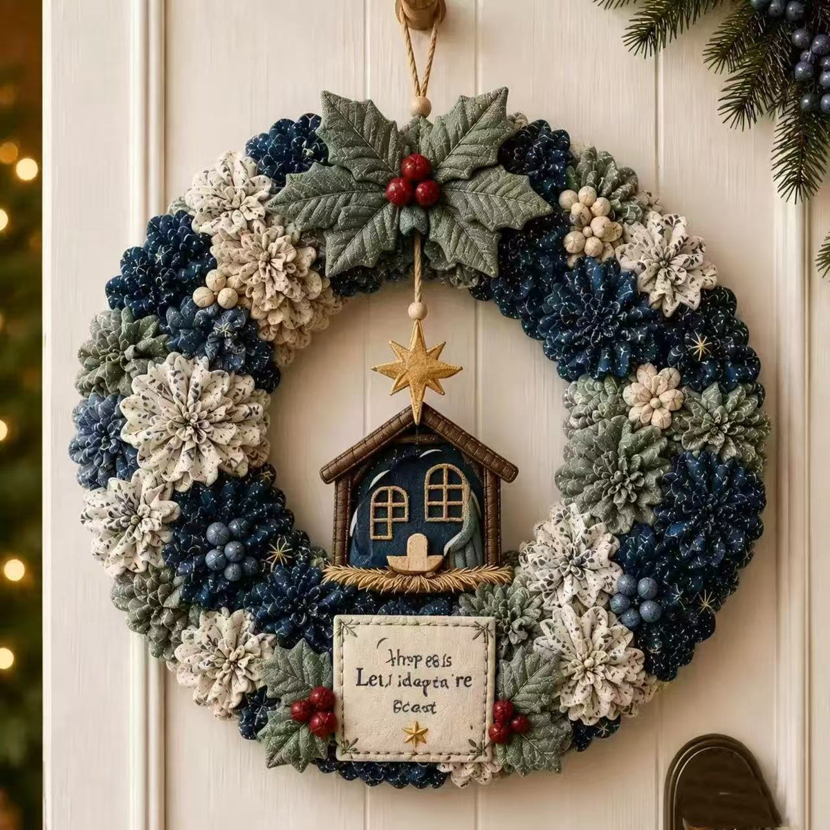 3D Fabric Stamped Wreath DIY Set, Adult Christmas Wreath Craft Set
