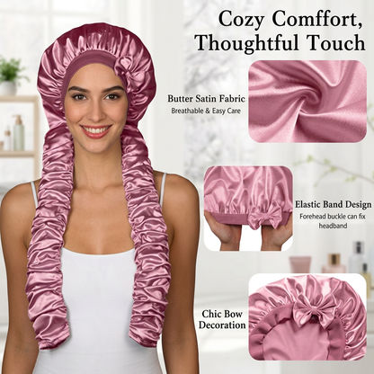 🎀Super long pleated side-edge satin sleep cap