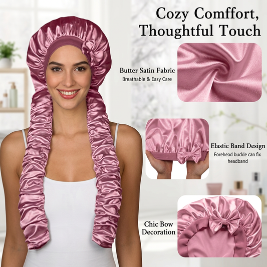 🎀Super long pleated side-edge satin sleep cap