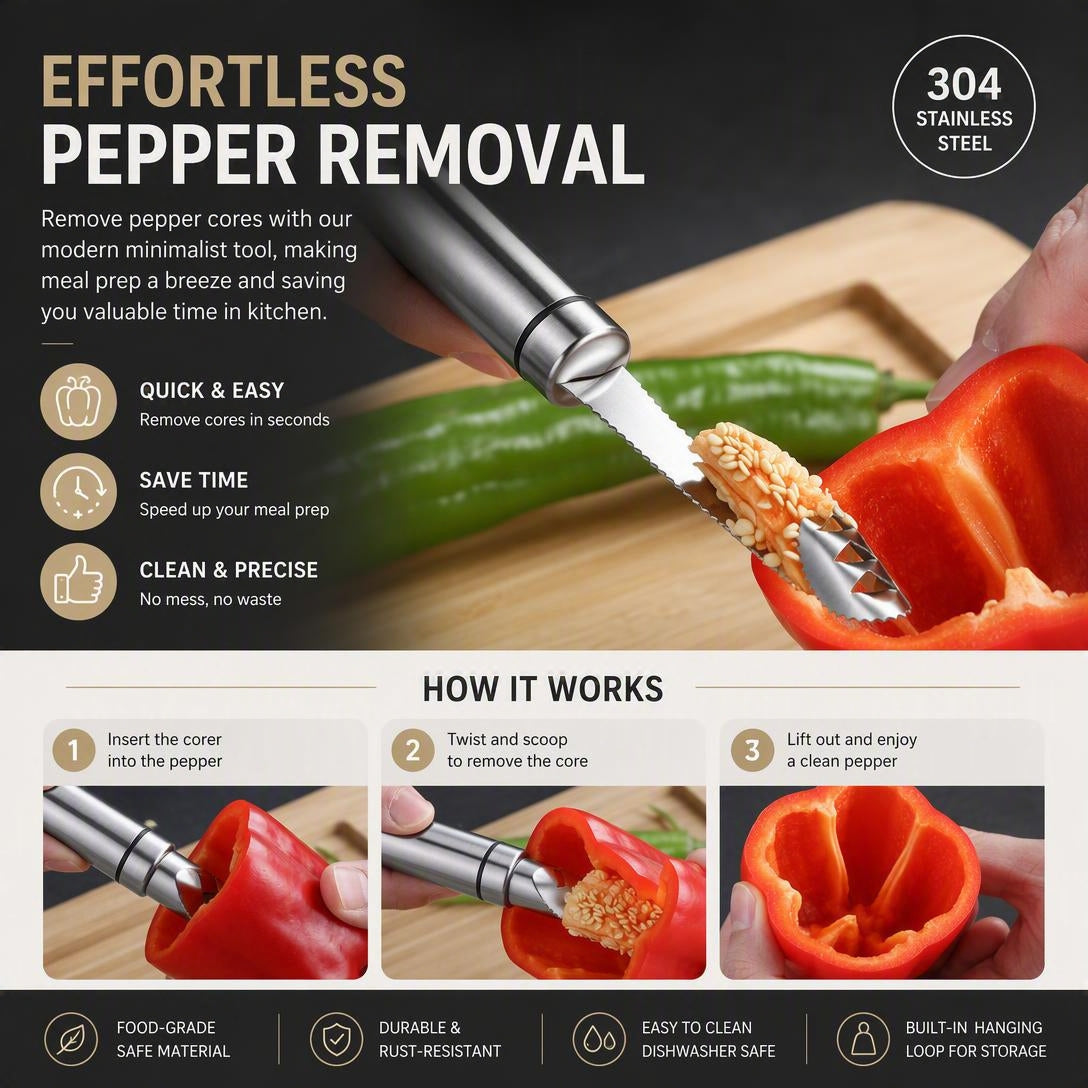 Stainless Steel Bell Pepper Seed Remover Tool