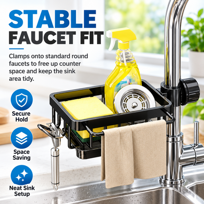 🔩Kitchen Sink Faucet Sponge Holder – Fits Round Pipes 0.7–1.1 Inches in Diameter