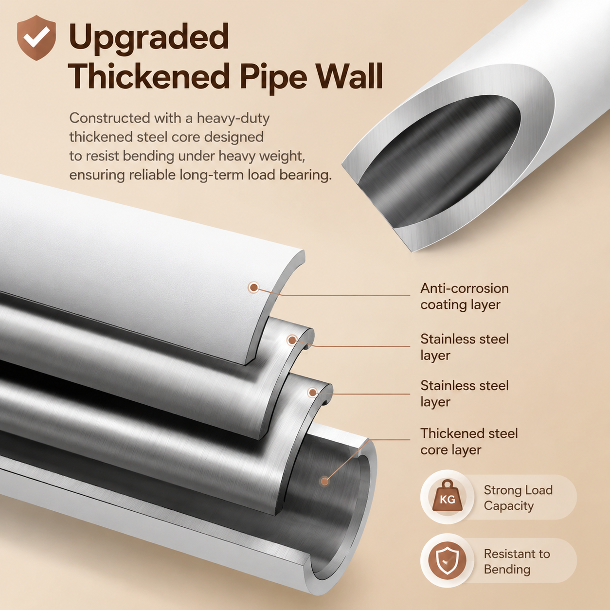 🛡️No-Drill Heavy-Duty Telescopic Tension Rod
