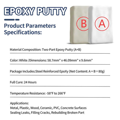 🔩⚡ Steel Reinforced Epoxy Putty, Waterproof Heat Resistant Drillable