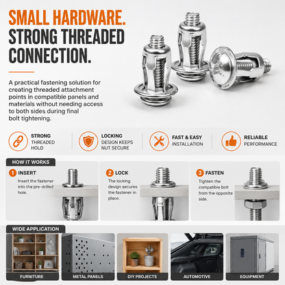Heavy-Duty Carbon Steel Button Rivet Locking Nuts Set - Durable, Rustproof