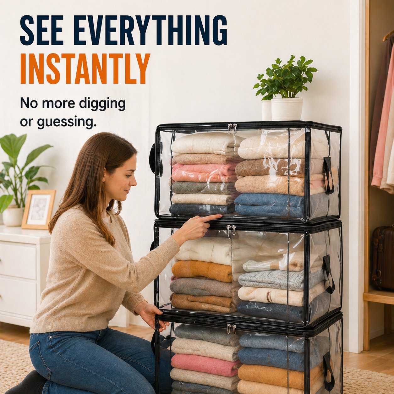 🔥Hot Sale 49% off🌟📦 Large Heavy-Duty Thick Plastic Clear Storage Bag for Clothes, Moving & Storage