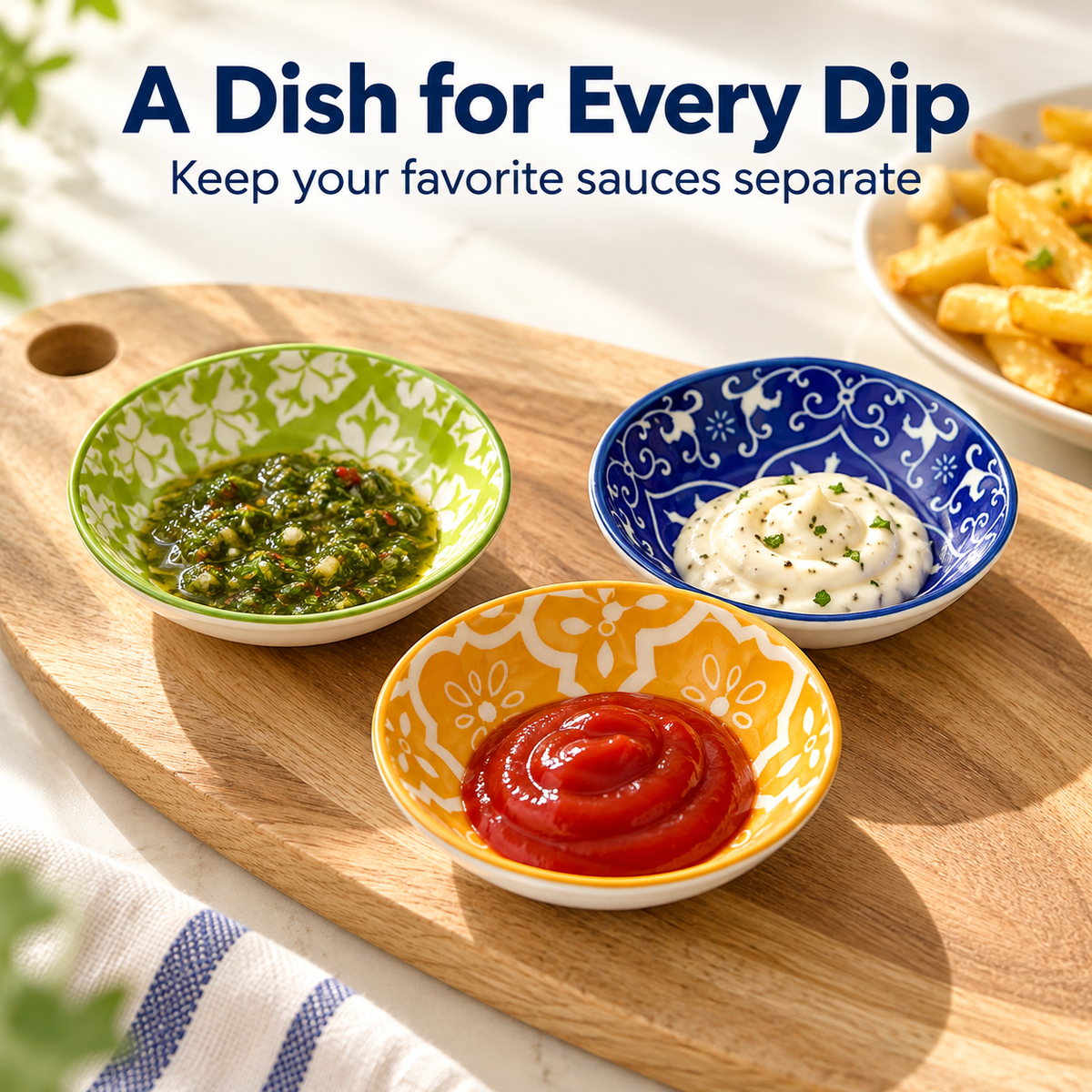 🍽️Round ceramic sauce bowl with colorful geometric patterns