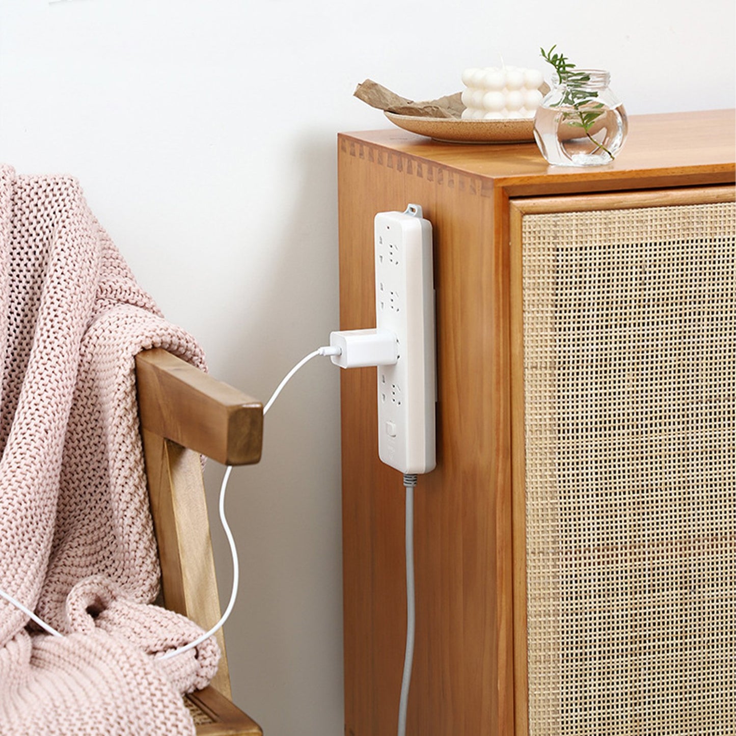 Buy 3 Get 2 Free ✨ Say Goodbye to Messy Cords! Self-Adhesive Socket Organizer & Power Strip Wall Mount 🛠️