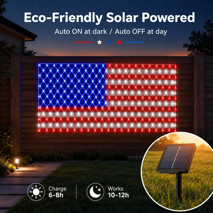 🇺🇸🎆Super Bright Solar-powered outdoor waterproof American flag mesh light
