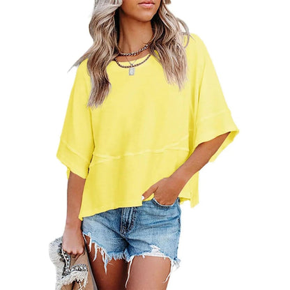 🛍️Women's Summer Casual Crewneck Batwing Top - Loose Fit, Cute & Breezy 🌸☀️