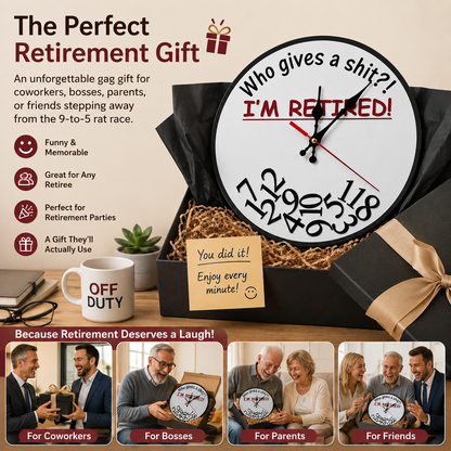 ⏰"Who Gives a Sh*t, I'm Retired!" Funny Wooden Wall Clock