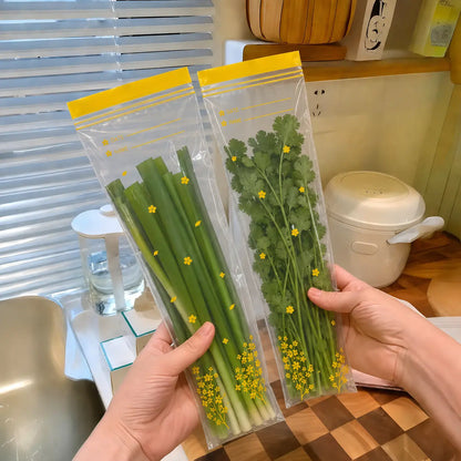 🥬 15-Pack Reusable Produce Storage Bags – Double-Seal Fridge Organizer Pouches